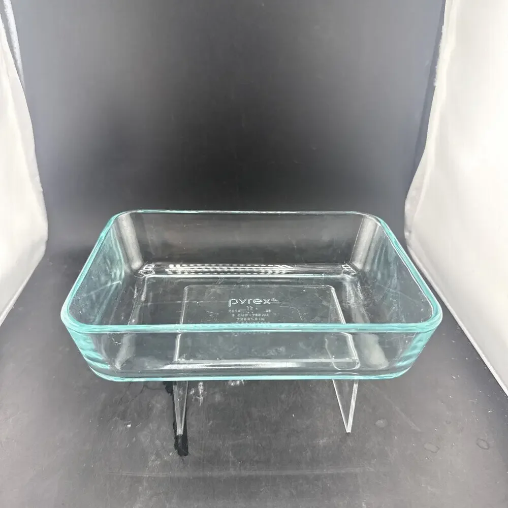 Pyrex 7210 Blue Tint Clear Glass Baking Dish 3 Cup 750mL 7x5 Made in USA